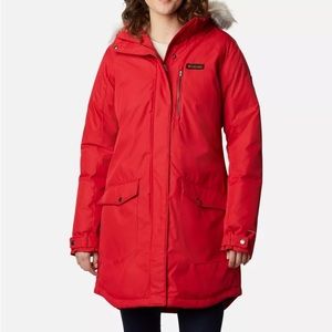 Columbia Women's Water-resistant Suttle Mountain™ Long Insulated Jacket Sz M RED